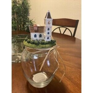 Church Vintage Jar Clear Glass Storage Canister Container Candy, Coins